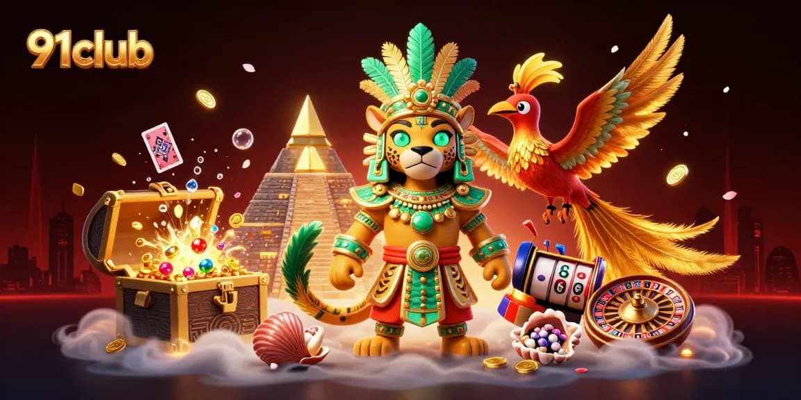 Experience thrilling gameplay at 91club with vibrant characters and dynamic casino elements in a colorful scene.