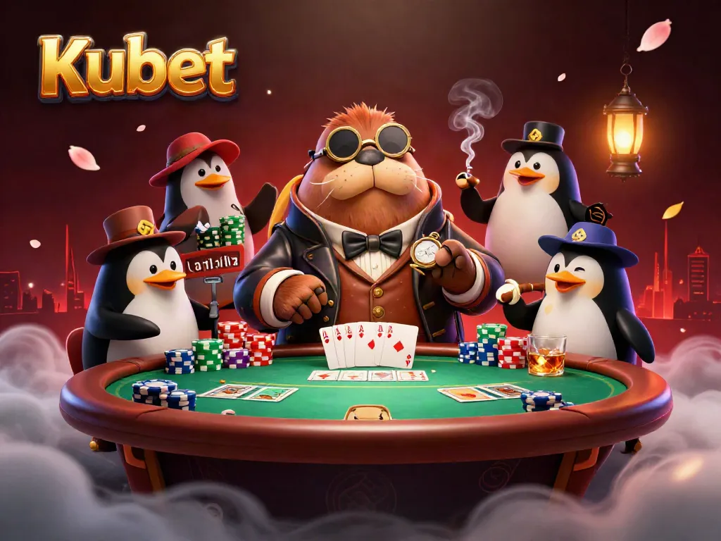 Kubet players enjoying an intense underwater poker game with unique characters and casino elements.