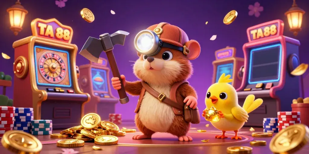 Engaging casino scene featuring TA 88 with a treasure hunter mole and vibrant gaming elements.