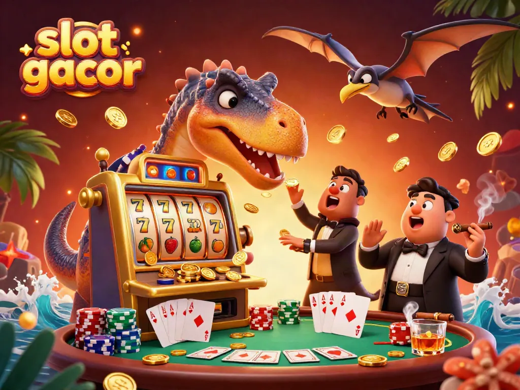 Experience thrilling slot gacor action as vibrant characters celebrate jackpot wins in a dynamic casino scene.