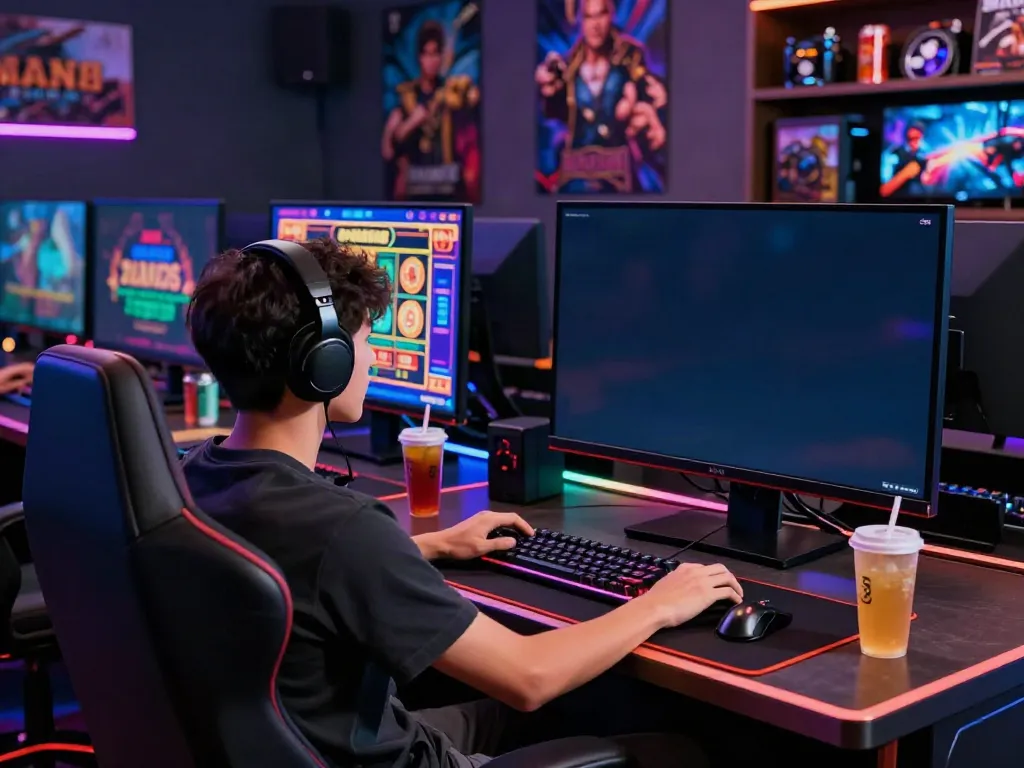 Player engaged in a vibrant online casino experience with MAN88's games on-screen.