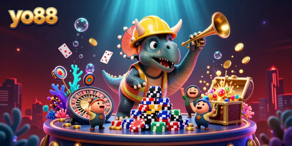 Experience thrilling gameplay at yo88 with vibrant casino action and 3D cartoon characters.