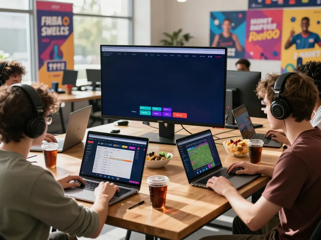 Group enjoying the five88 online gaming experience with live sports betting and vibrant promotions.