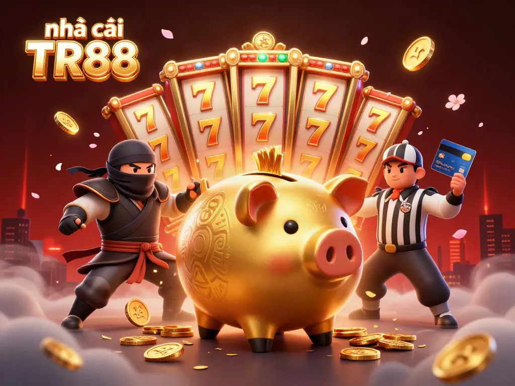 Engage with the lively world of Nhà cái TR88 through a dynamic gambling scene featuring exciting characters and casino elements.