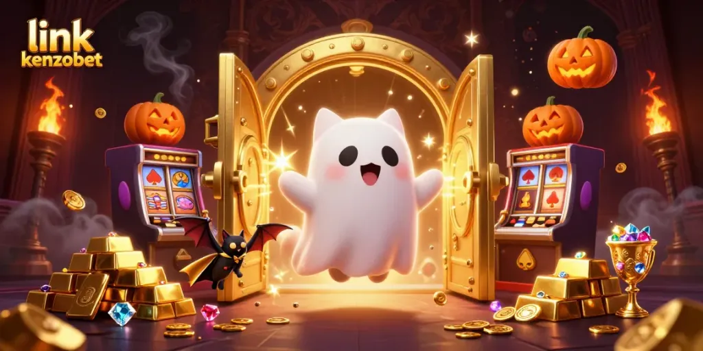 Engage with link kenzobet as the ghost cat and bat explore a haunted casino bursting with treasure.