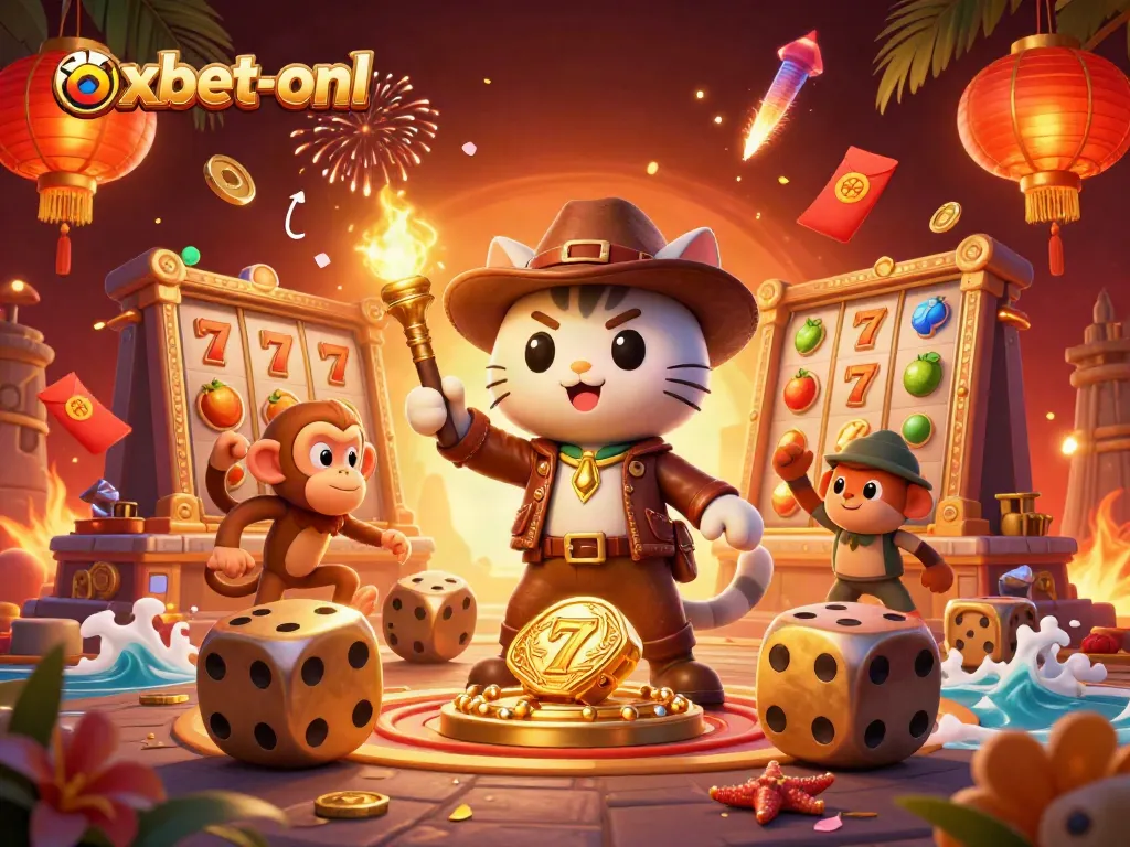 Join the excitement at oxbet-onl with vibrant 3D casino illustrations featuring dynamic game elements and characters.