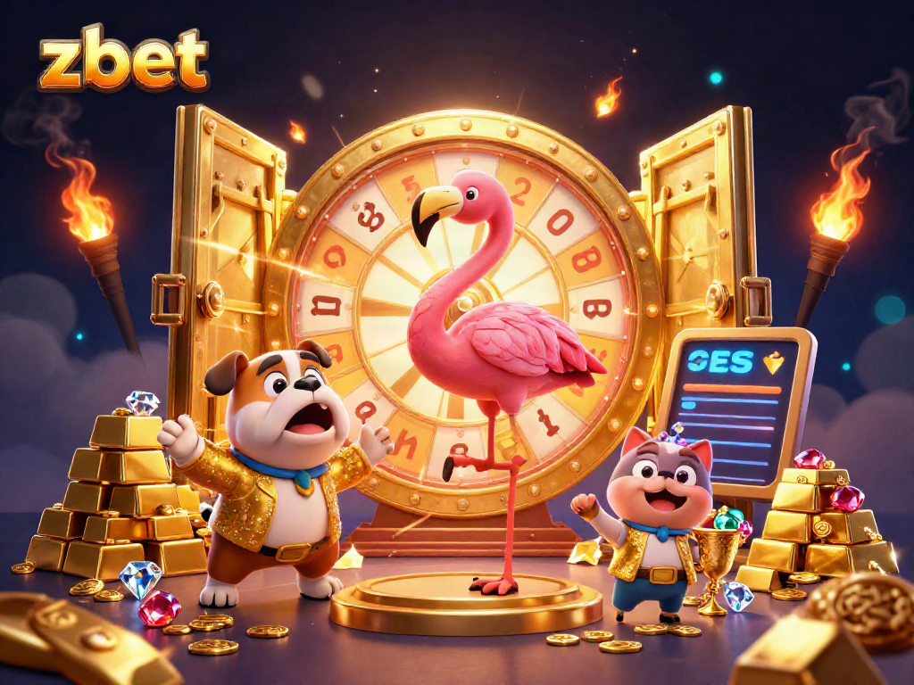 Spin the zbet prize wheel with excitement in this vibrant casino illustration.