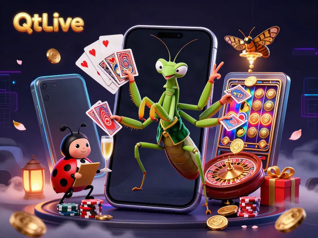 Experience thrilling gameplay with QQLive in a vibrant casino atmosphere, featuring dynamic characters and games.