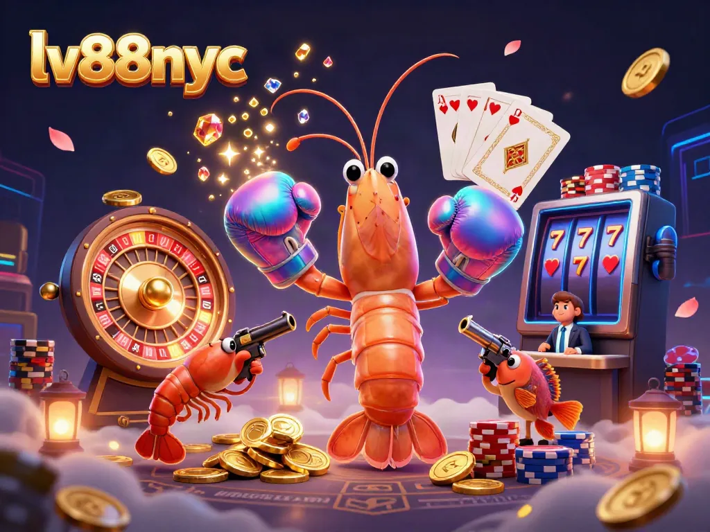 Engage in thrilling gameplay at lv88nyc with vibrant shrimp characters amidst a dynamic casino atmosphere.