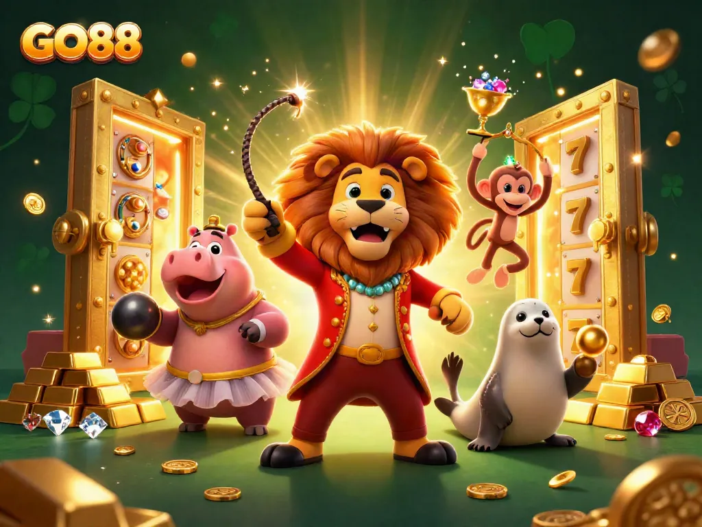 Experience the thrill of GO88 with vibrant characters and dazzling casino treasures.