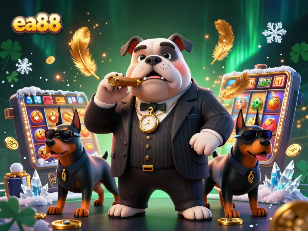 Join the fun with ea88's engaging casino scene featuring festive lights, thrilling characters, and dynamic game elements.