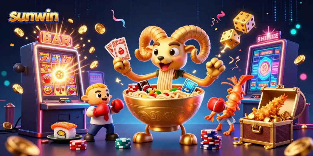 Experience thrilling gameplay with sunwin's vibrant characters in an action-packed casino scene.
