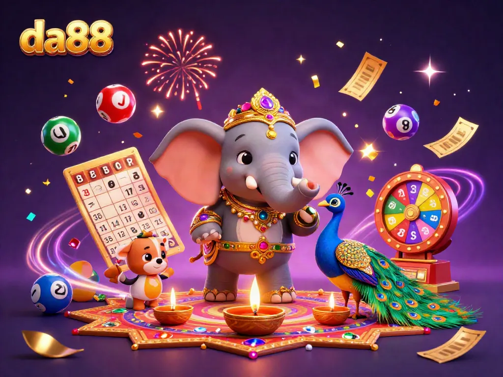 Experience excitement at da88 with a colorful 3D elephant and engaging casino elements.
