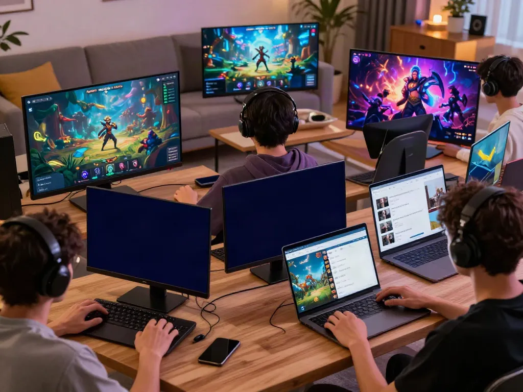 Engaged players enjoying games on Sunwin platform in a vibrant online gaming setting.