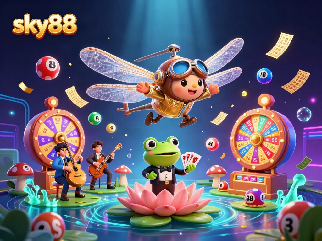 Experience exciting gaming adventures at sky88 with vibrant casino elements and dynamic characters