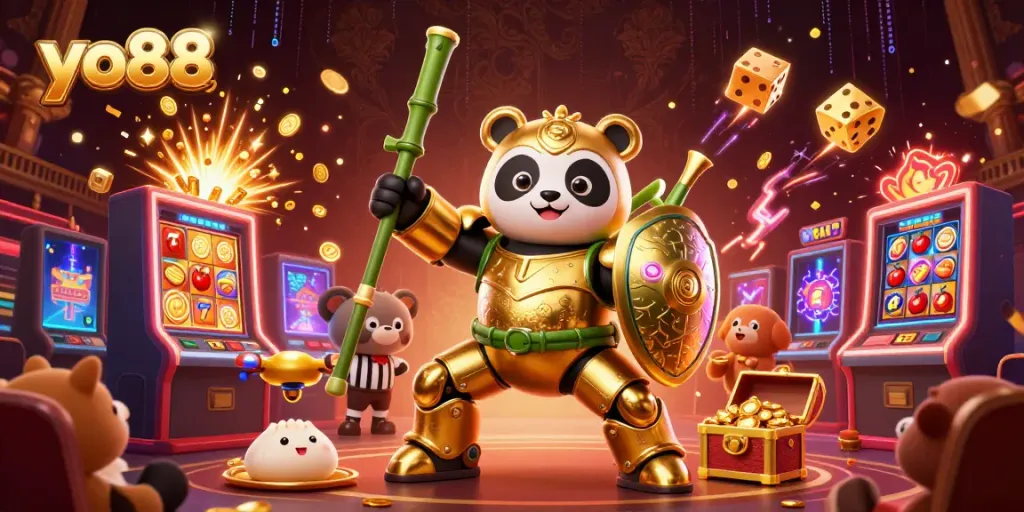 Experience exhilarating gameplay at yo88 with this vibrant 3D casino scene featuring animated characters.