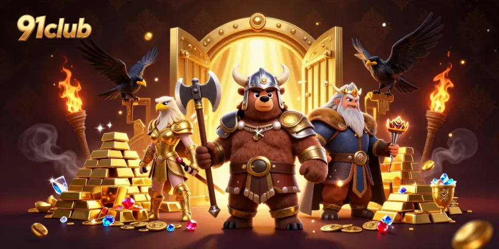 Engage in thrilling colors with 91club's vibrant casino adventure featuring Viking elements.