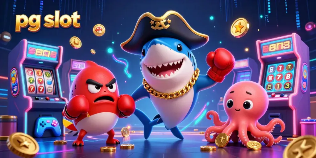 Engage with the vibrant pg slot world featuring fun characters and casino elements.