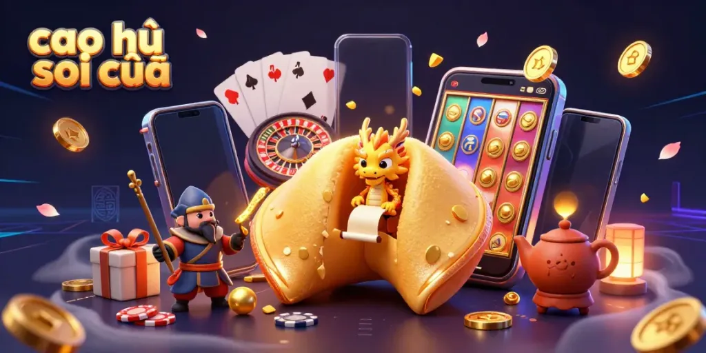 Cao thủ soi cầu brings luck and winning strategies in a vibrant 3D gambling scene.