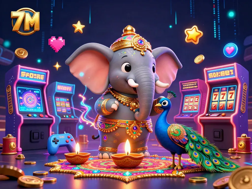 Watch live gameplay and betting at 7M with vibrant casino elements and dynamic characters.