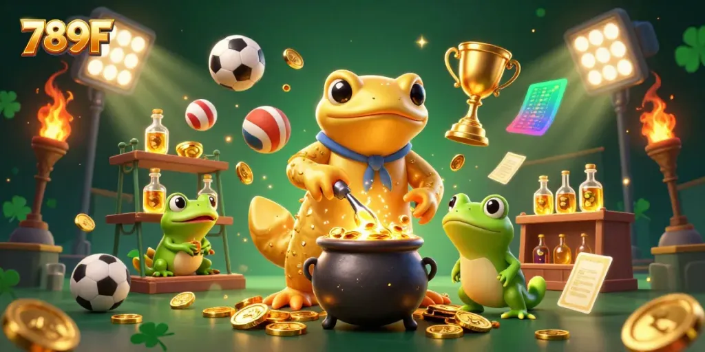 Experience 789F's magical transformation into gold with engaging characters and vibrant elements in this exciting illustration.