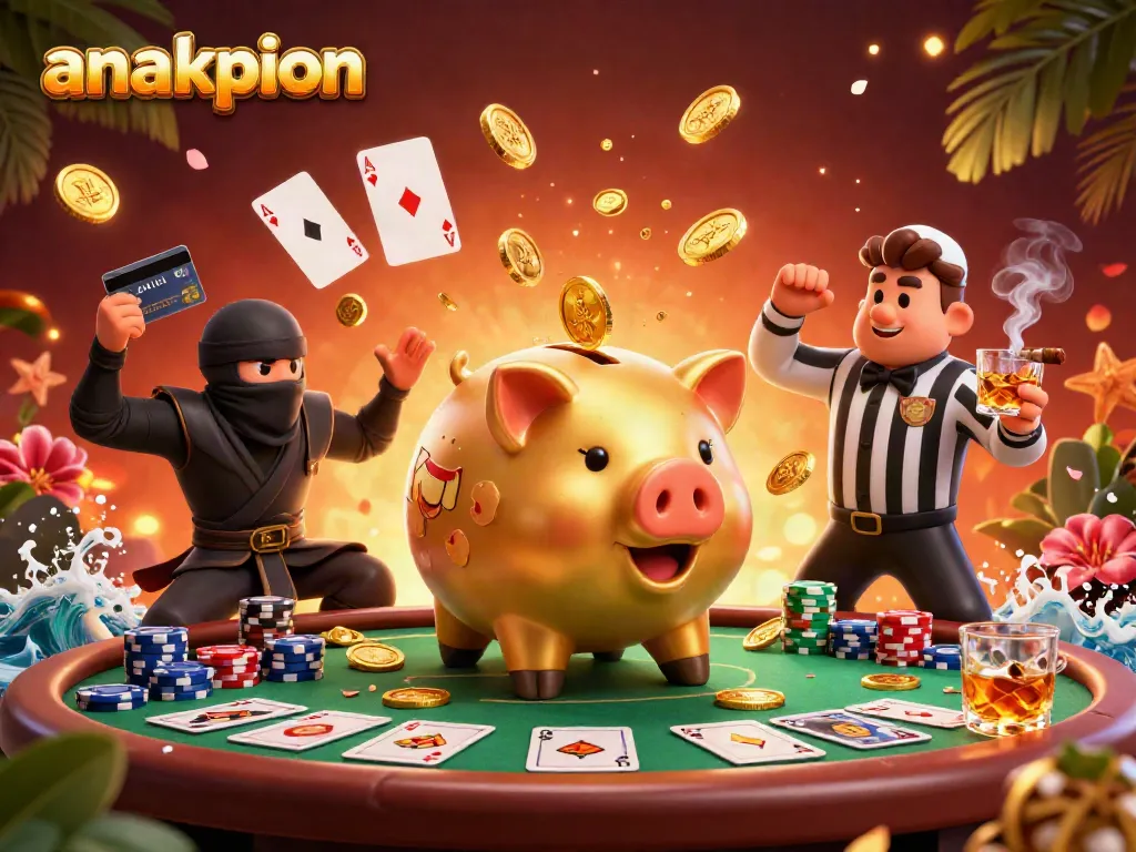 Engage with children using the anakpion piggy bank, legendary card game and casino visuals.