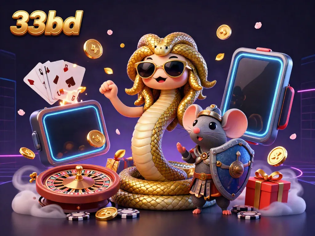 Engage with 33bd's captivating gaming adventures featuring a friendly Medusa and a warrior mouse.