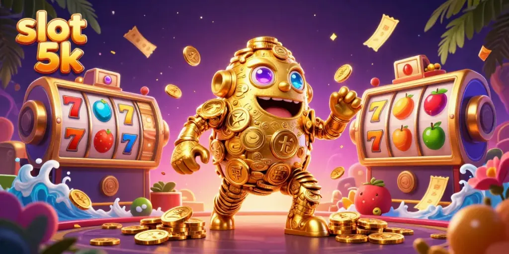 Engage in the thrill of slot 5k with vivid visuals and exciting game elements showcased.